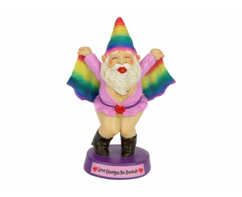 13cm Rainbow Love Gnome No Bounds Garden Home Ornament Statue Sculpture Figurine