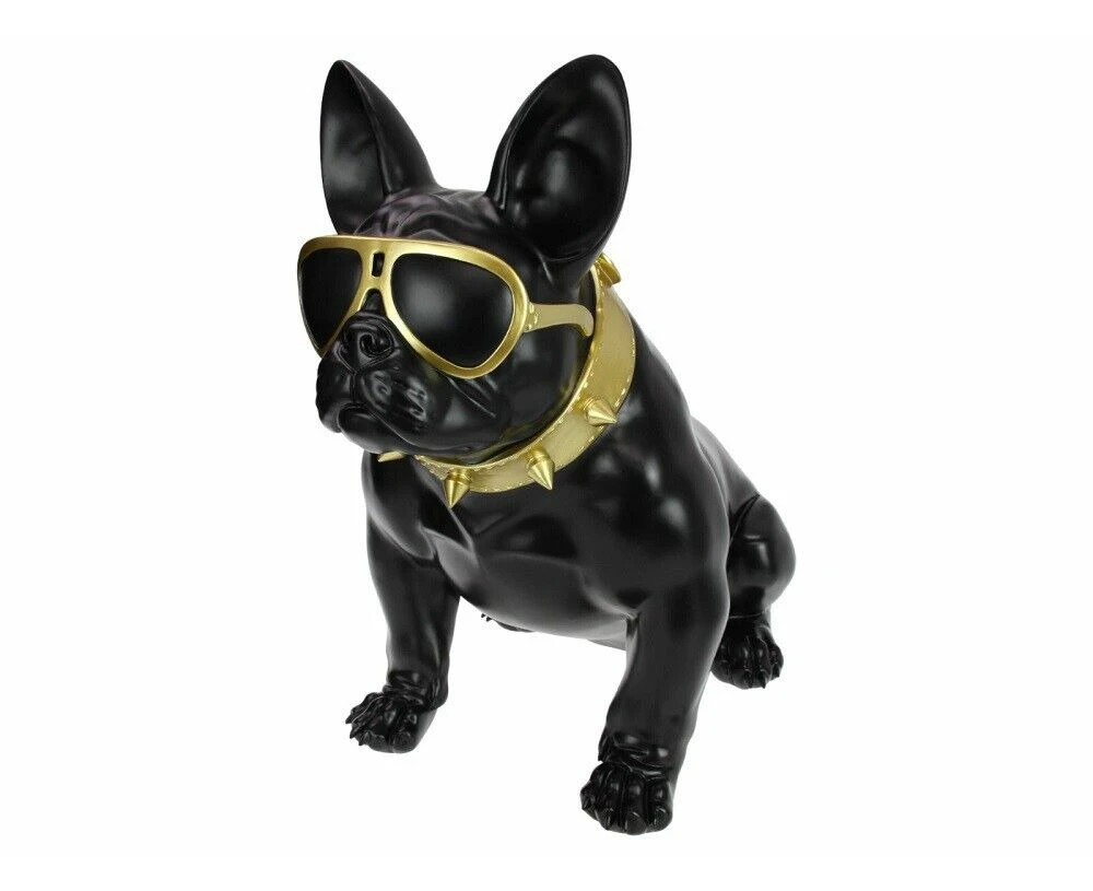 62cm Black Thug Life Attitude Dog Bulldog Ornament Statue Figurine Sculpture