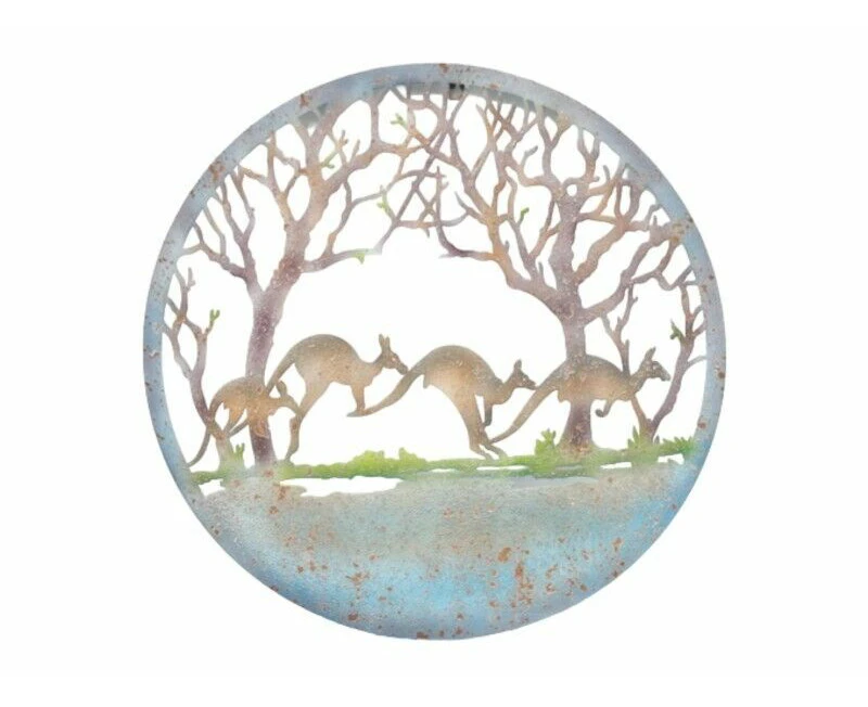 60cm Metal Kangaroo Coloured Wall Art Australia Home Decor Hanging Plaque Gift