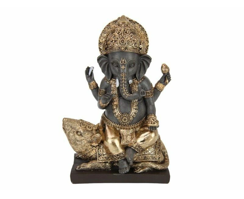 20cm Antique Ganesh Rat Indian Buddha Statue Garden Ornament Sculpture Xmas Gift