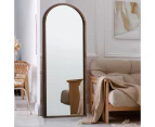 Oikiture Wooden Full Length Mirror 166x60cm Arched Dressing Floor Mirrors Brown