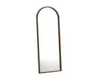 Oikiture Wooden Full Length Mirror 166x60cm Arched Dressing Floor Mirrors Brown