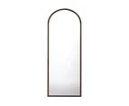 Oikiture Wooden Full Length Mirror 166x60cm Arched Dressing Floor Mirrors Brown