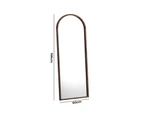 Oikiture Wooden Full Length Mirror 166x60cm Arched Dressing Floor Mirrors Brown