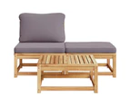 3 Piece Garden Lounge Set with Cushions Solid Wood Acacia