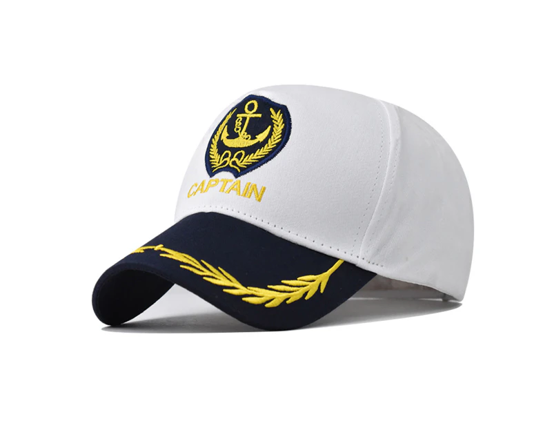 Unisex Adult Yacht Boating Sailor Baseball Hat Costume Hat Navy Captain Hat - White