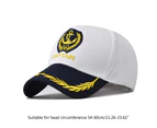 Unisex Adult Yacht Boating Sailor Baseball Hat Costume Hat Navy Captain Hat - White