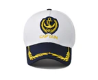 Unisex Adult Yacht Boating Sailor Baseball Hat Costume Hat Navy Captain Hat - White