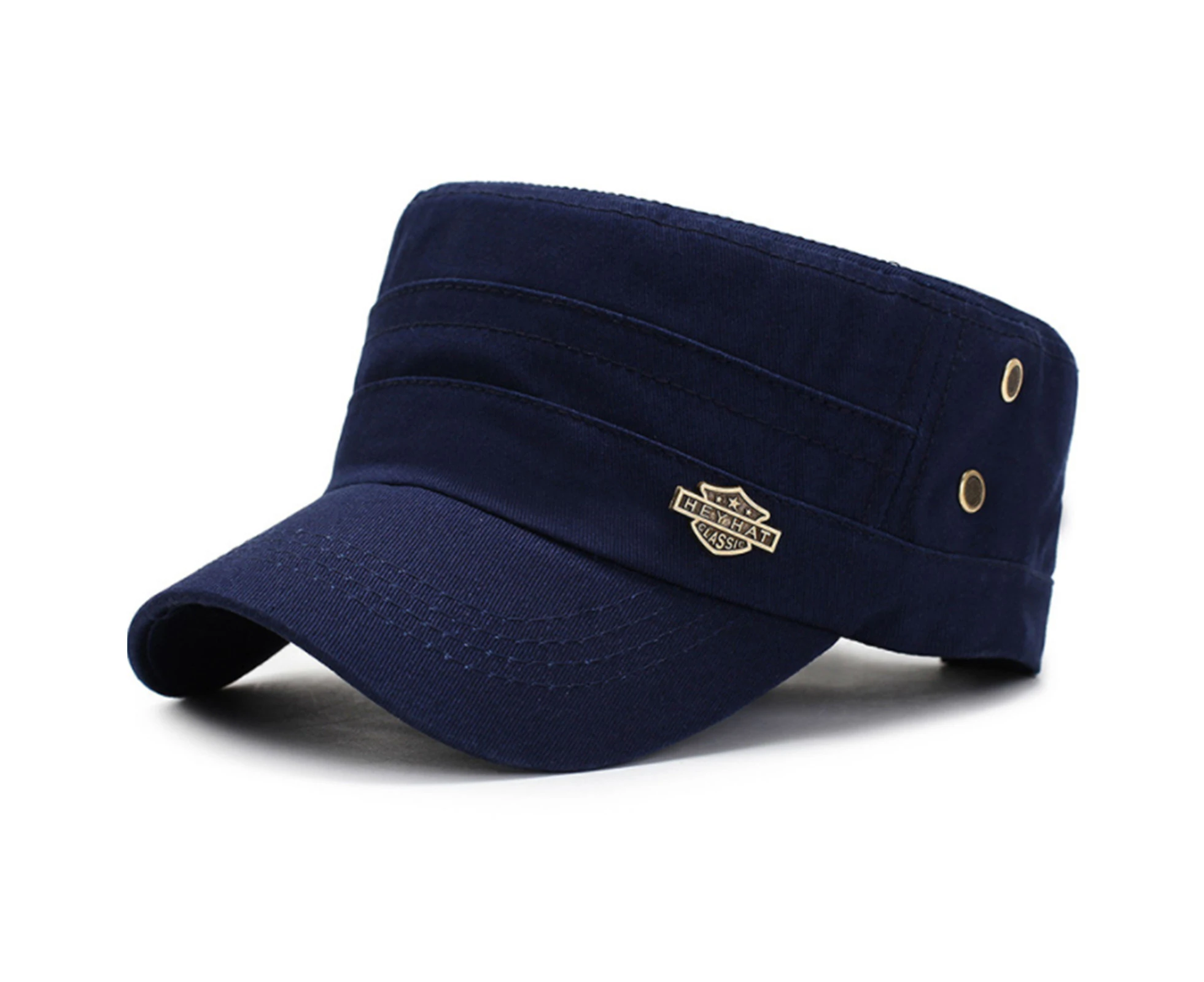 Fashion Sunhat Adjustable Military Hat Vintage Flat Top Hat Wild for Men Women - Navy blue