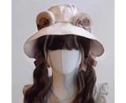 Cartoon Bear Ear Hat Fisherman Cap Traveling Camping Hiking Present - Beige