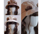 Cartoon Bear Ear Hat Fisherman Cap Traveling Camping Hiking Present - Beige