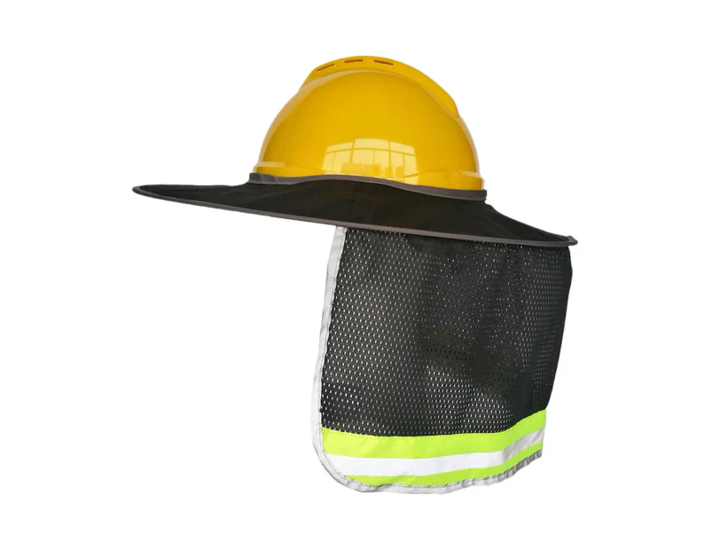 HardHat Sunshade with Reflective Strip Wide Brimmed NeckProtections for Helmets - Black