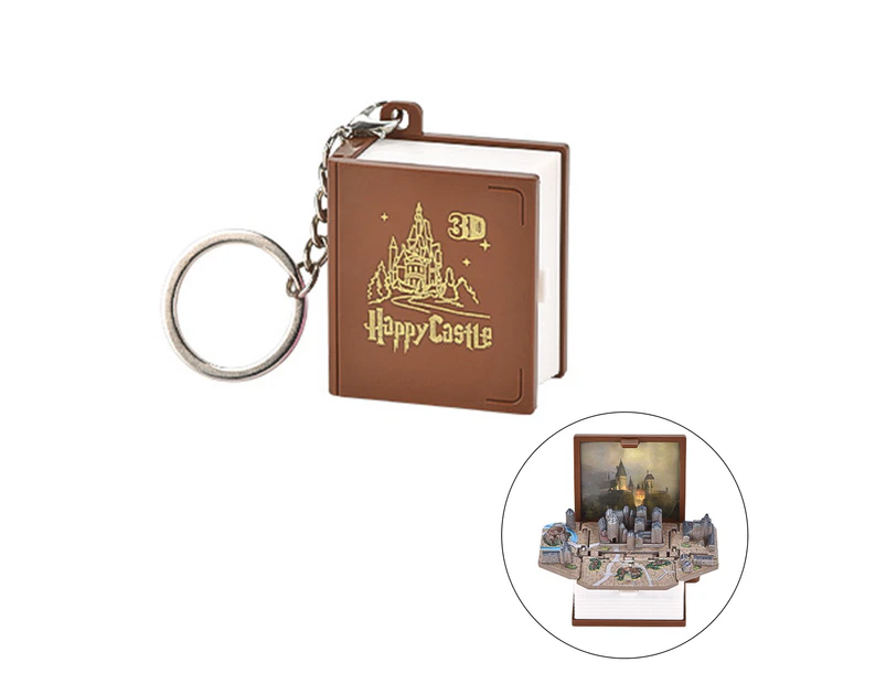 Folding Castle Book Keychain Castle Pendant Keychain Children's Party Gift - Brown