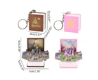 Folding Castle Book Keychain Castle Pendant Keychain Children's Party Gift - Brown