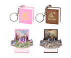 Folding Castle Book Keychain Castle Pendant Keychain Children's Party Gift - Brown