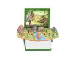 3D Pop-Up Book Keychain Dinosaur Toy Novelty Dinosaur World Scene Keychain - Green