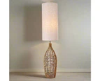 Rustic Charm, Hemp Rope Floor Lamp - Natural Linen Shade, 1300mm High, PL0141