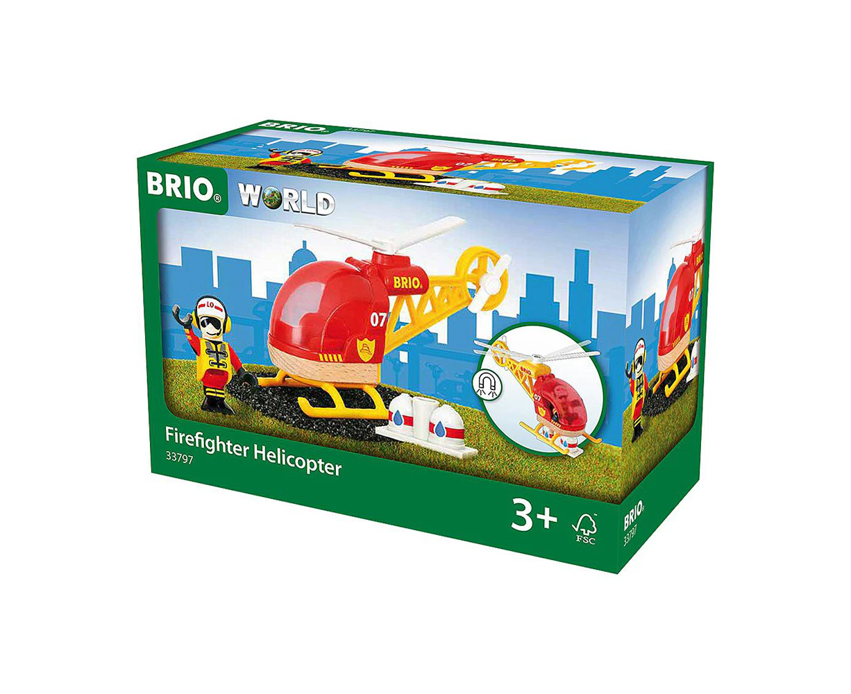 3pc Brio Firefighter Helicopter Kids/Childrens Pretend Play Interactive Toy 3y+