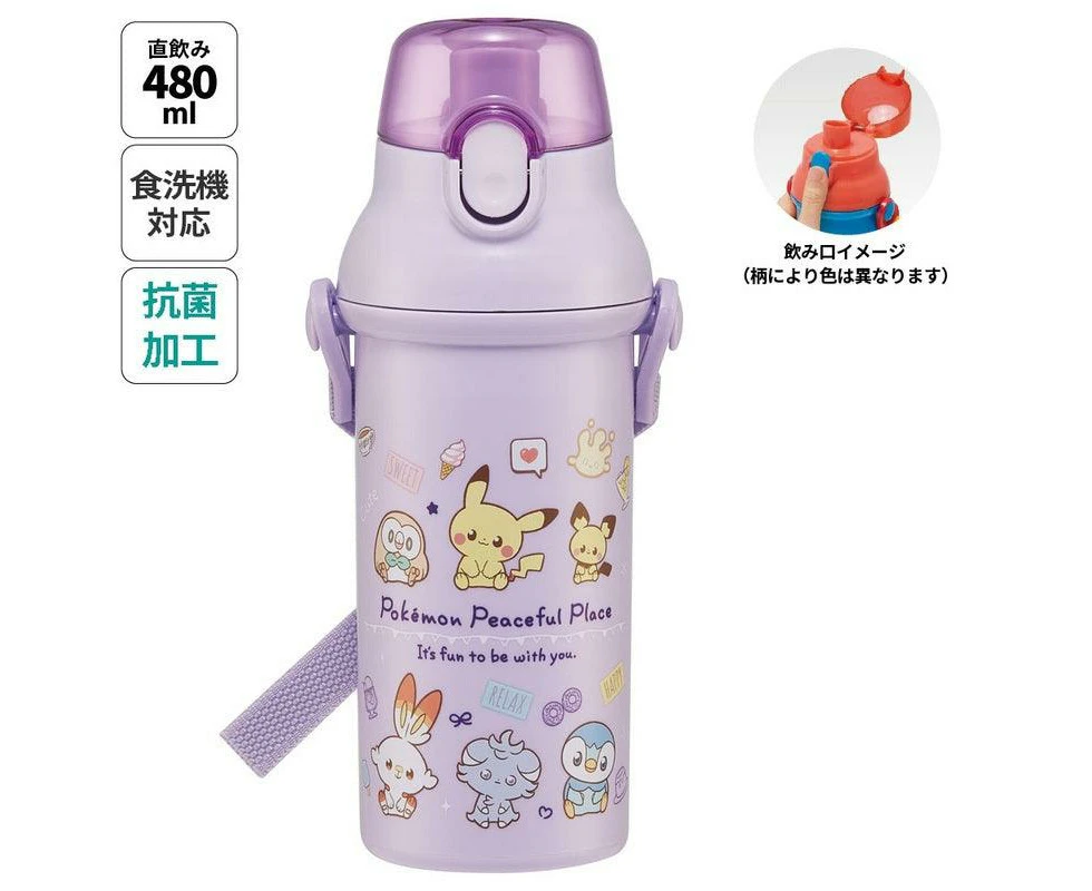 Skater - Antibacterial One-touch Water Bottle Pokemon 480ml