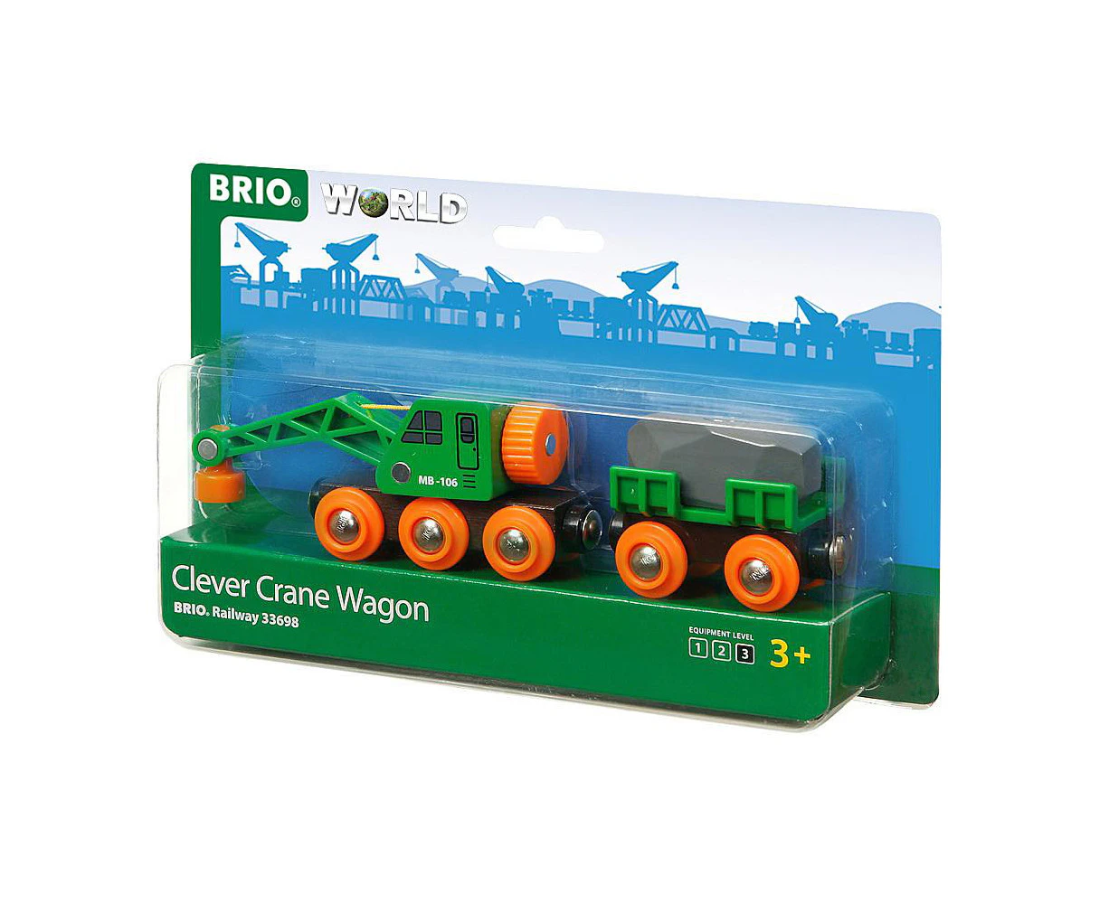 4pc Brio Clever Crane Wagon Kids/Childrens Interactive Pretend Play Toy 3y+