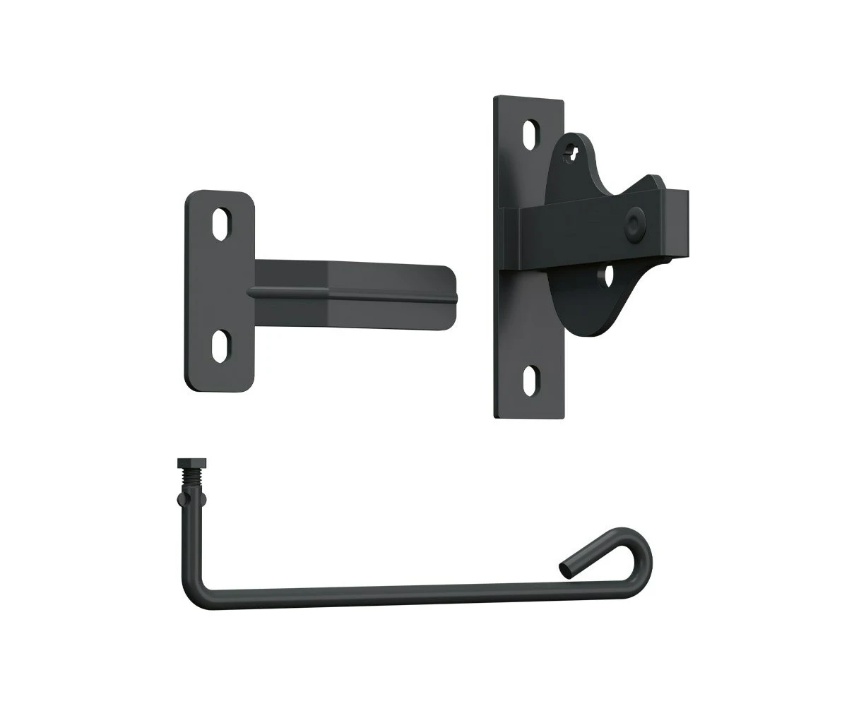 Glass Outlet Fencing D Latch & Striker Kit in Black