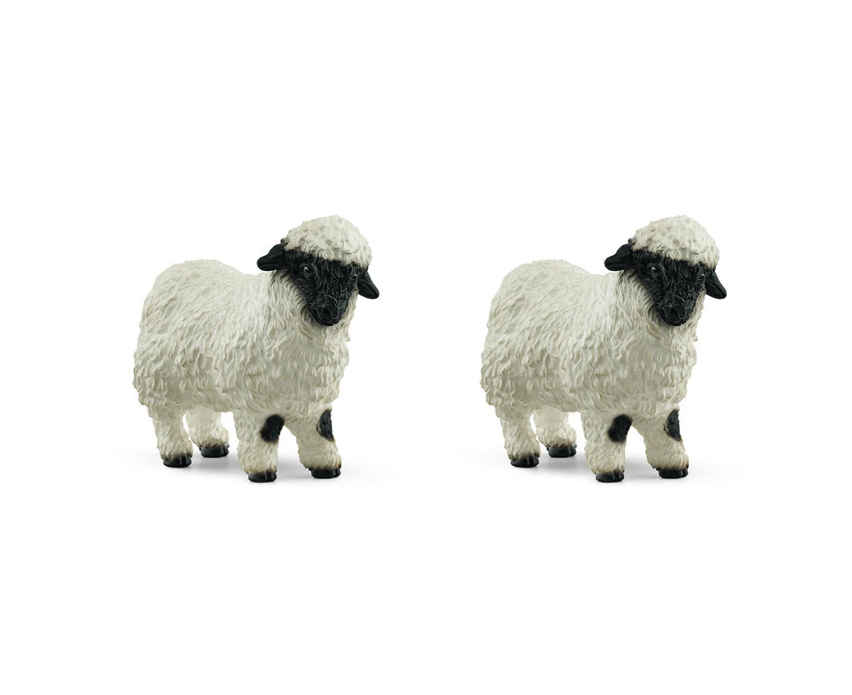 2x Schleich Kids/Childrens Toy Action Figurine Valais Blacknose Sheep 3y+