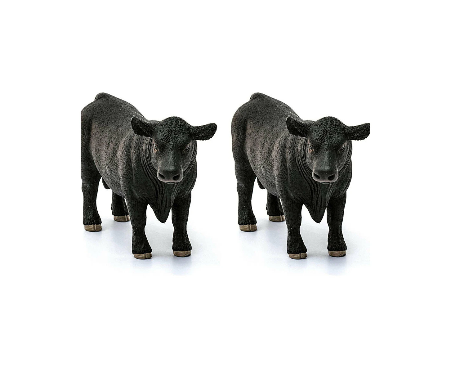 2x Schleich Kids/Childrens Toy Play Figurine Black Angus Bull Pretend Animal 3y+