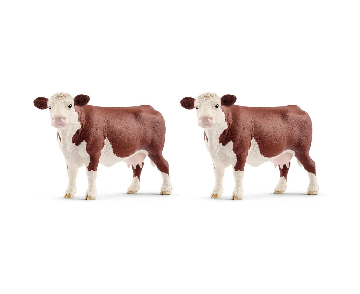 2x Schleich Kids/Childrens Toy Play Figurine Hereford Cow Pretend Animal 3y+