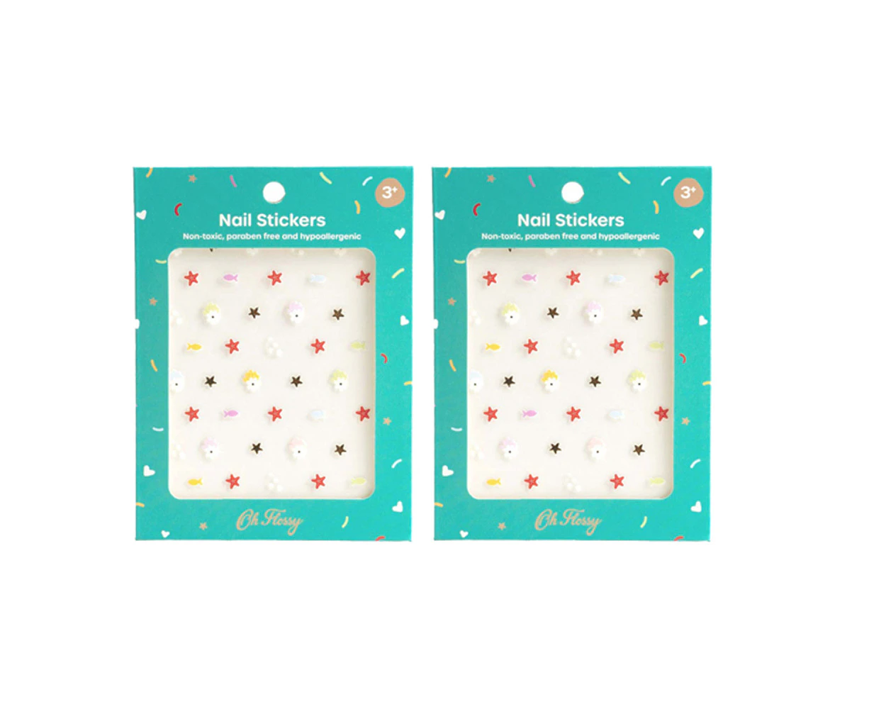 2x Oh Flossy Non-Toxic Kids Nail Stickers Art Manicure Design Under The Sea 3y+