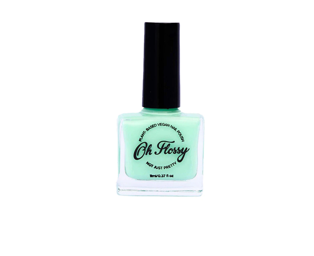 Oh Flossy Brilliant 11ml Nail Polish Kids Manicure Water-Based Cream Fluro Green