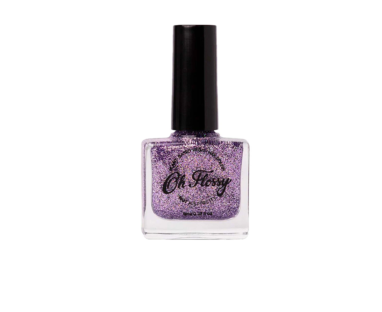 Oh Flossy Confident 11ml Nail Polish Kids Manicure Water-Based Purple Glitter