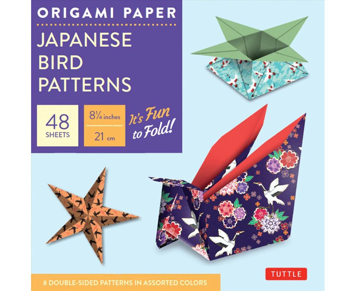 Origami Paper - Japanese Bird Patterns - 8 1/4" - 48 Sheets