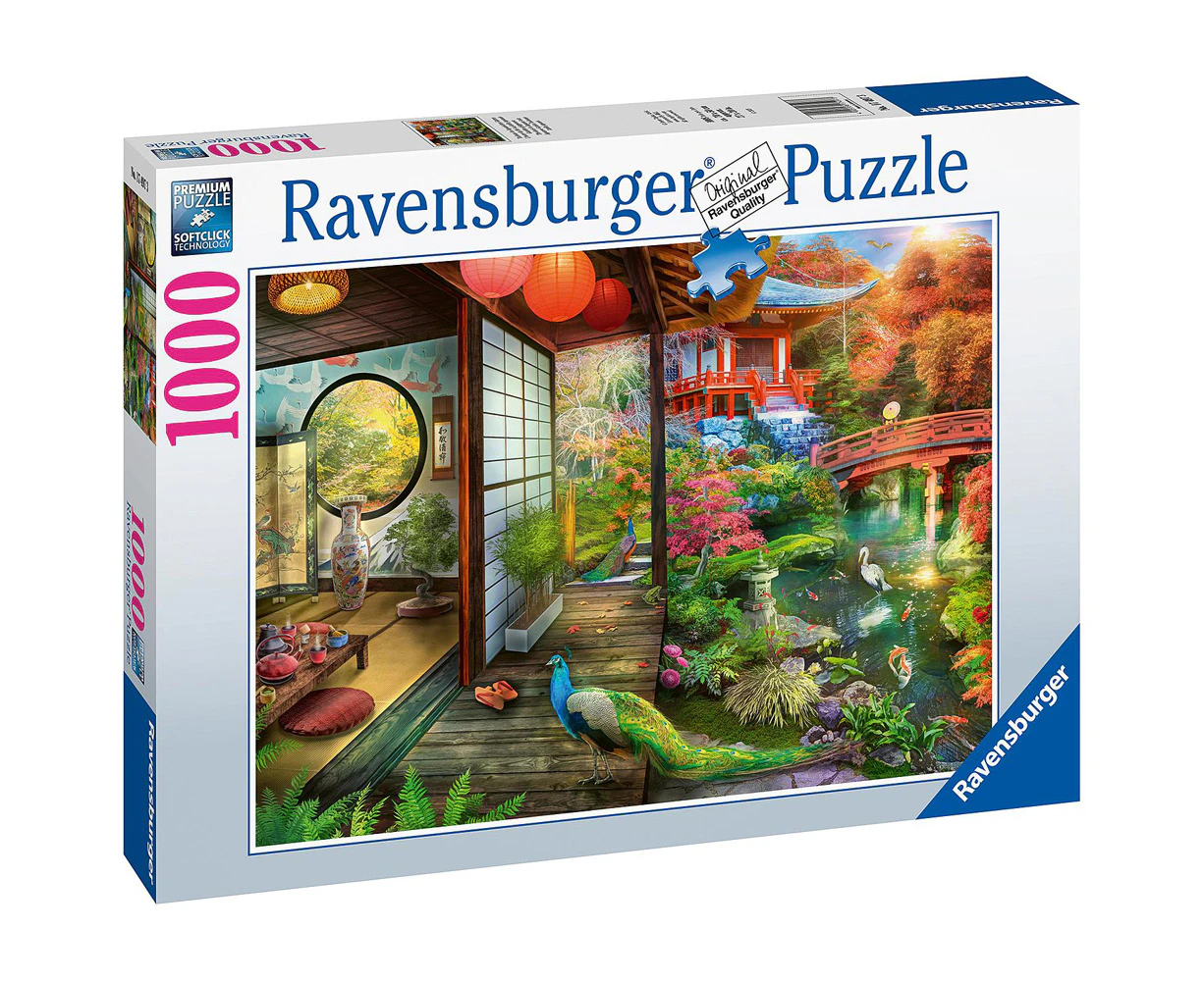 1000pc Ravensburger Japanese Garden Teahouse Family Jigsaw Puzzle Set