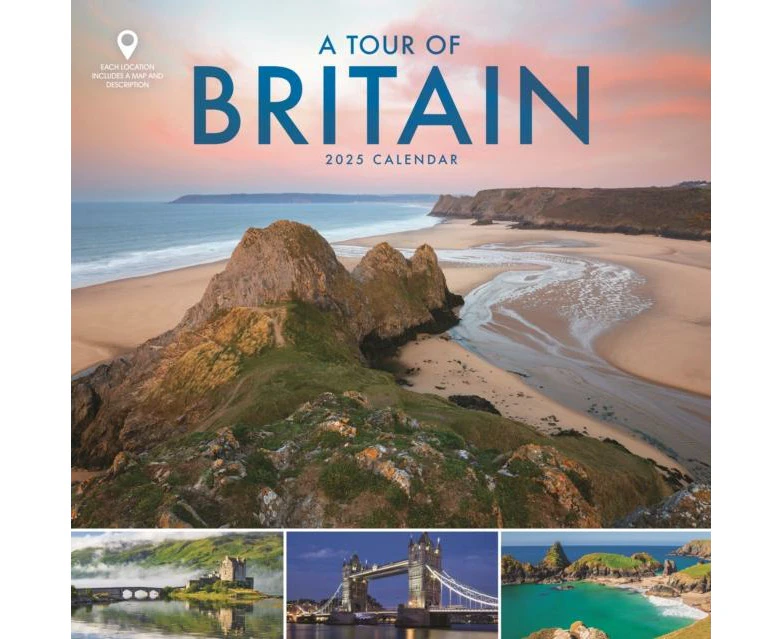 A Tour of Britain Wiro Wall Calendar 2025 by Carousel Calendars