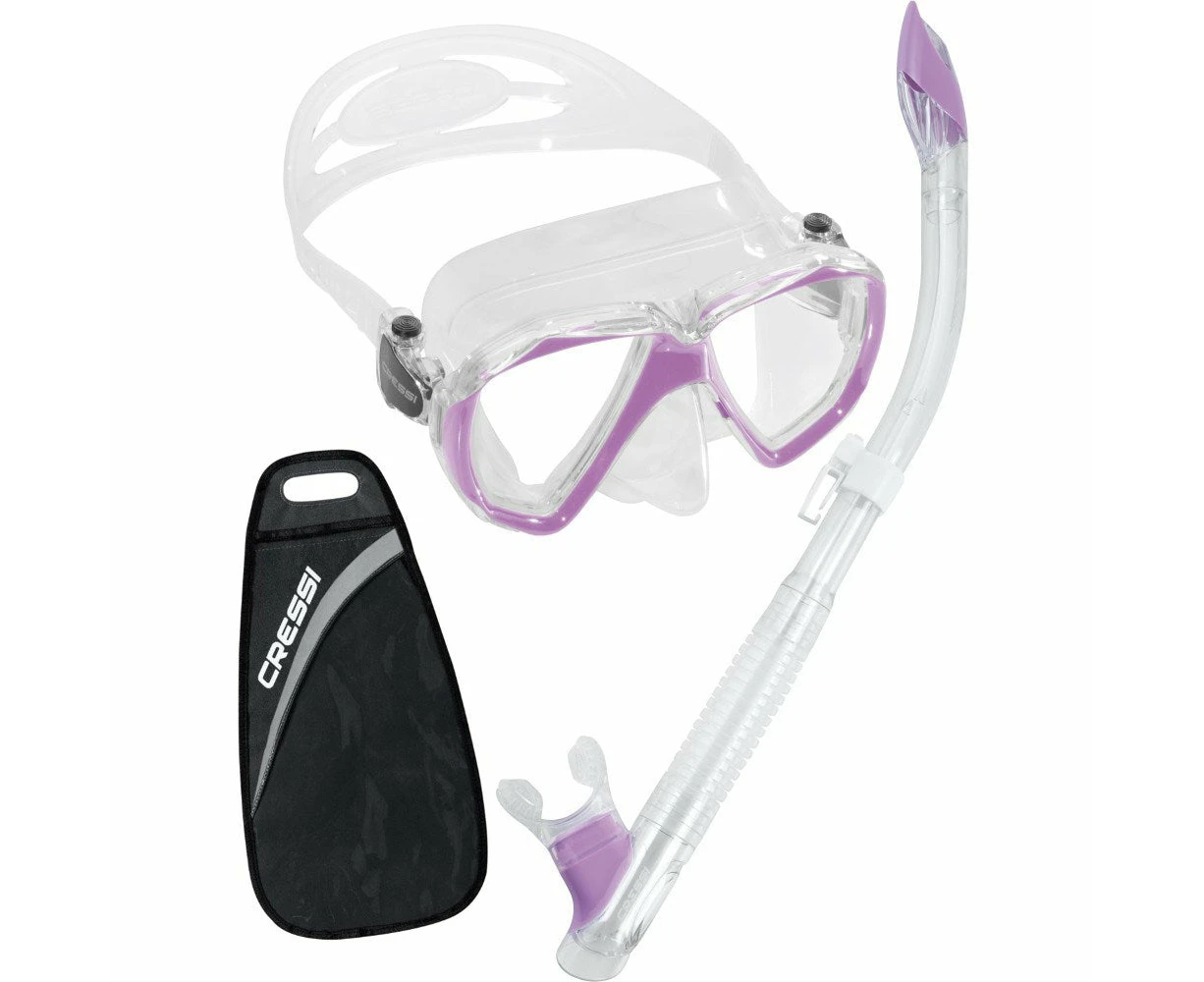 Cressi Ranger Dive Mask & Tao Snorkel Set - Black/Lilac