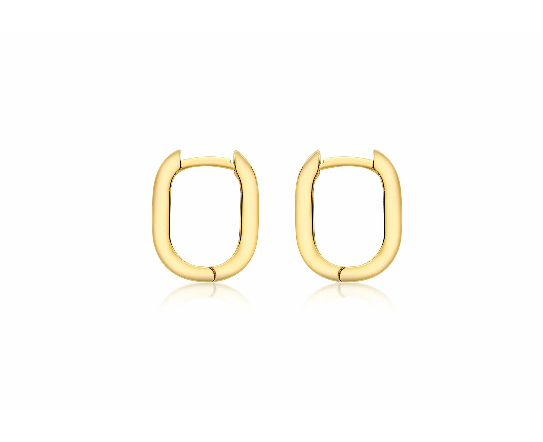 9K Yellow Gold Small Rectangle Creole Earrings 13.5mm