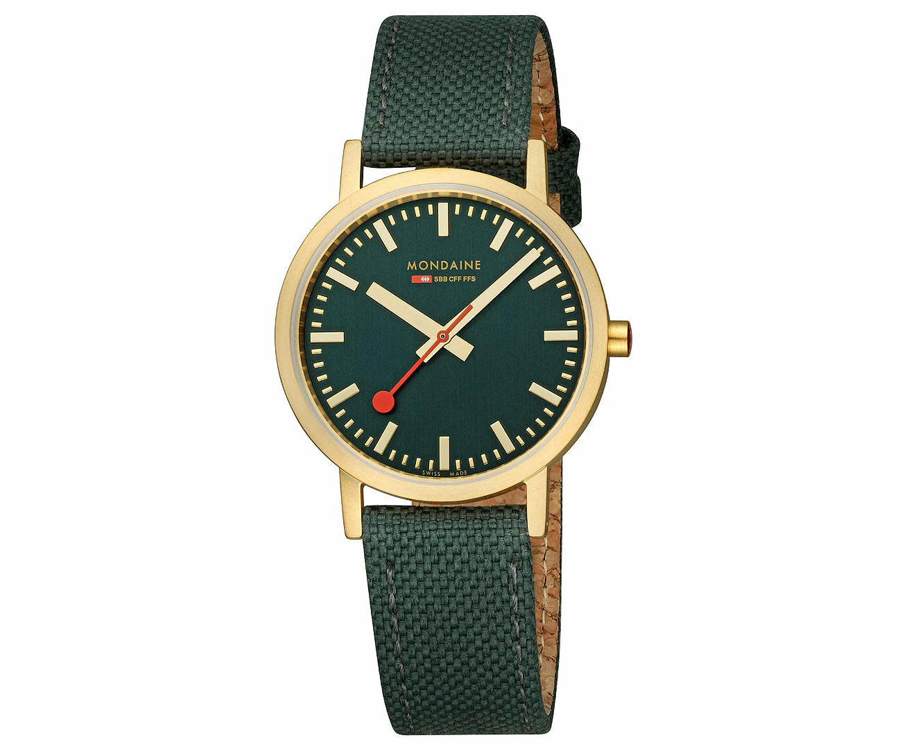 Mondaine Official Swiss Railways Classic Forest Green Textile 36mm Watch