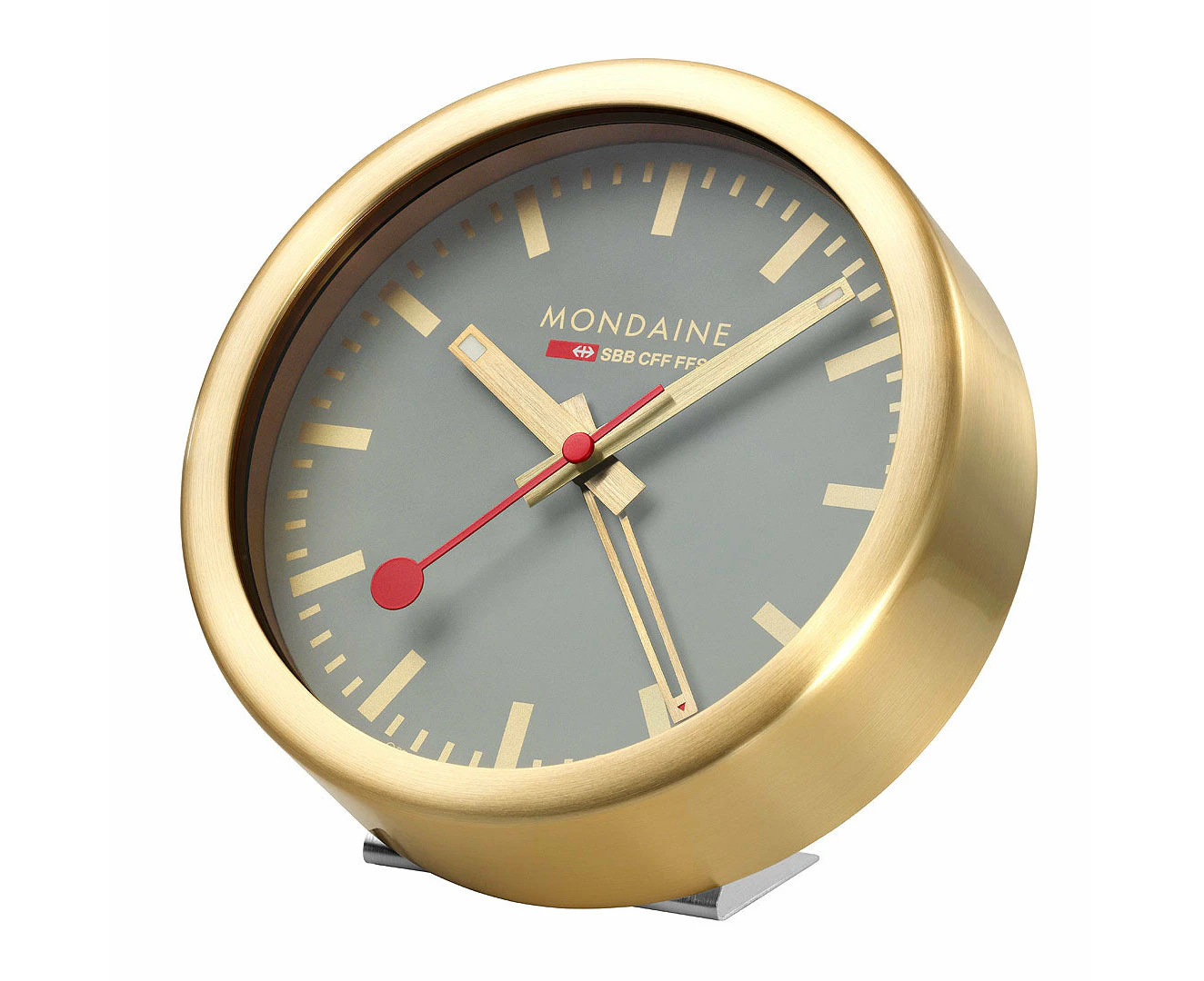 Mondaine Official Swiss Railways Good Grey Alarm Clock 125mm