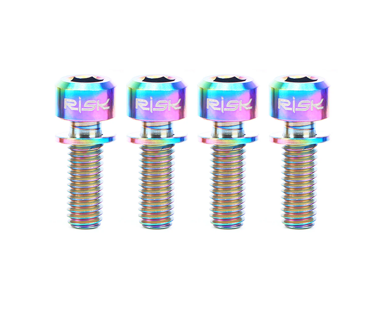 RISK 4PCS M6×18/20mm Titanium Ti Bolts Screws for MTB Disc Brake Caliper with Adaptor Spacer