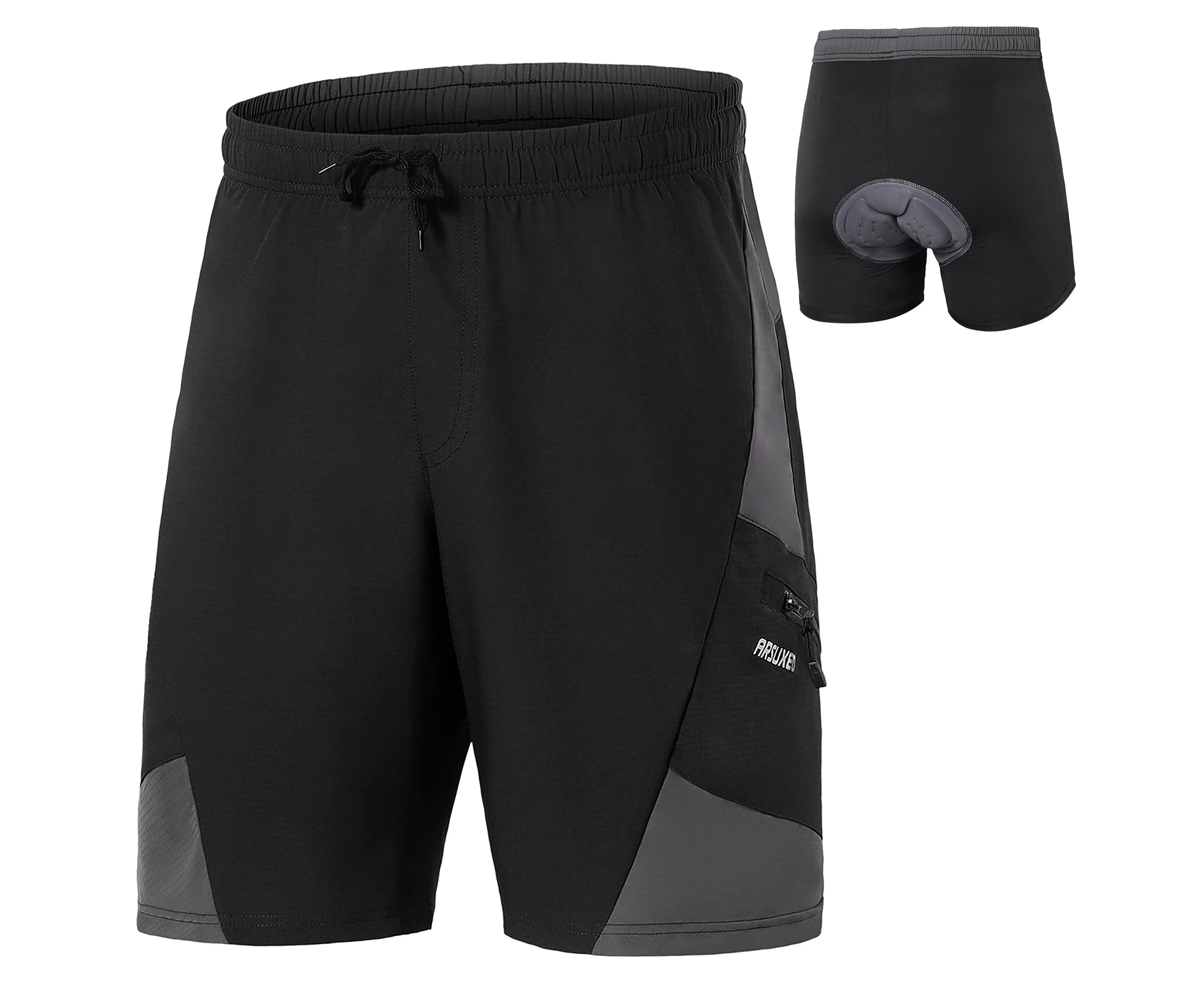 2 In 1 Padded Bike Shorts with Pockets Men Breathable Exercise Shorts for Training Biking Cycle