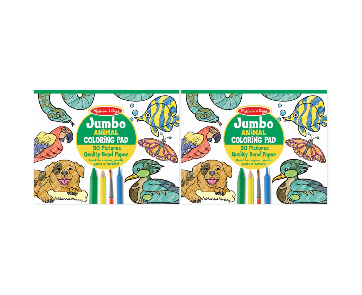 2x Melissa & Doug Jumbo Colouring Pad Animals Kids/Childrens Interactive Toy 4+