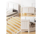 Oikiture Wooden Bed Frame Single Size Base with Storage Drawers White