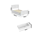 Oikiture Wooden Bed Frame Single Size Base with Storage Drawers White