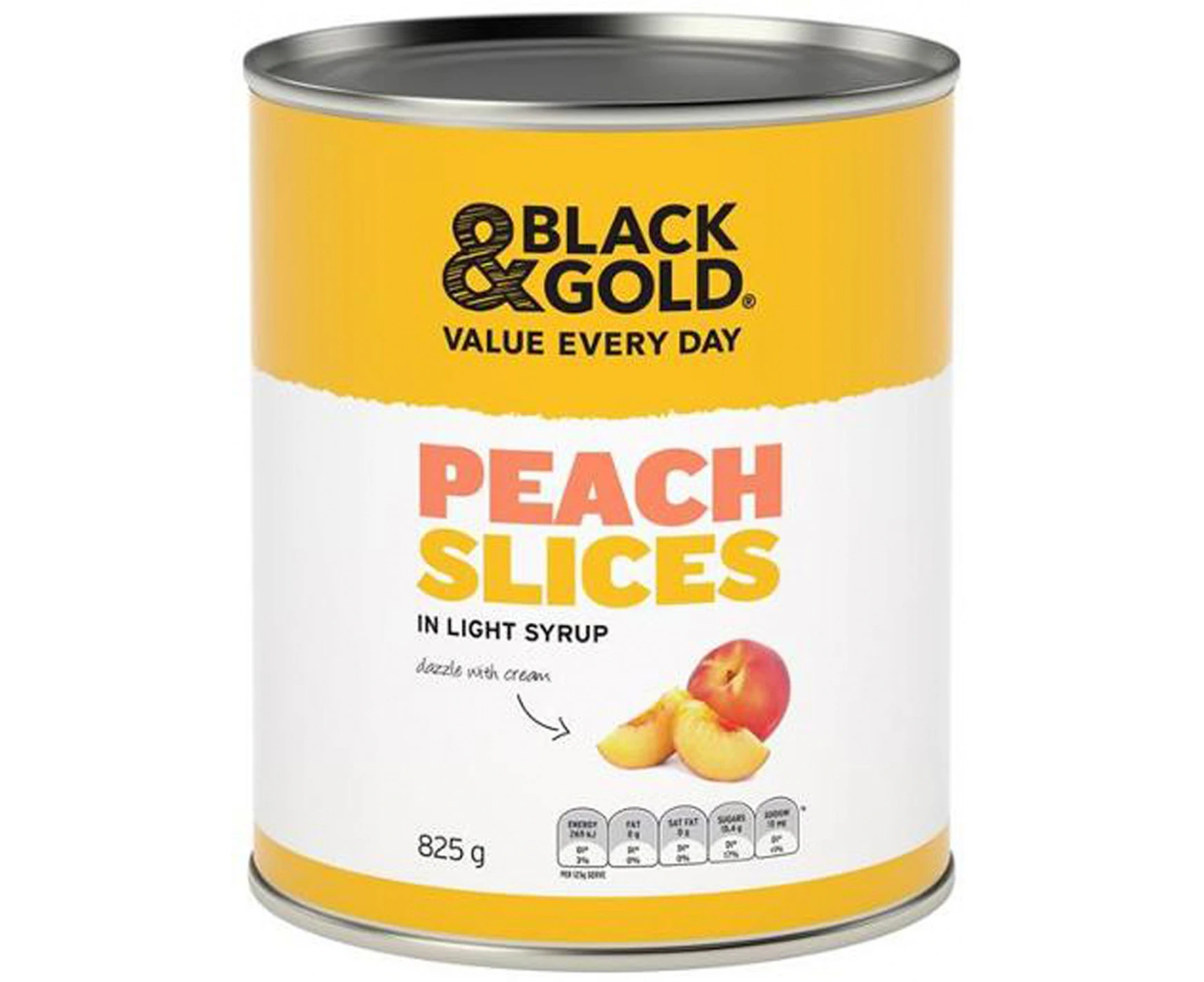 Black & Gold Peach Slices In Light Syrup 825gm x 1