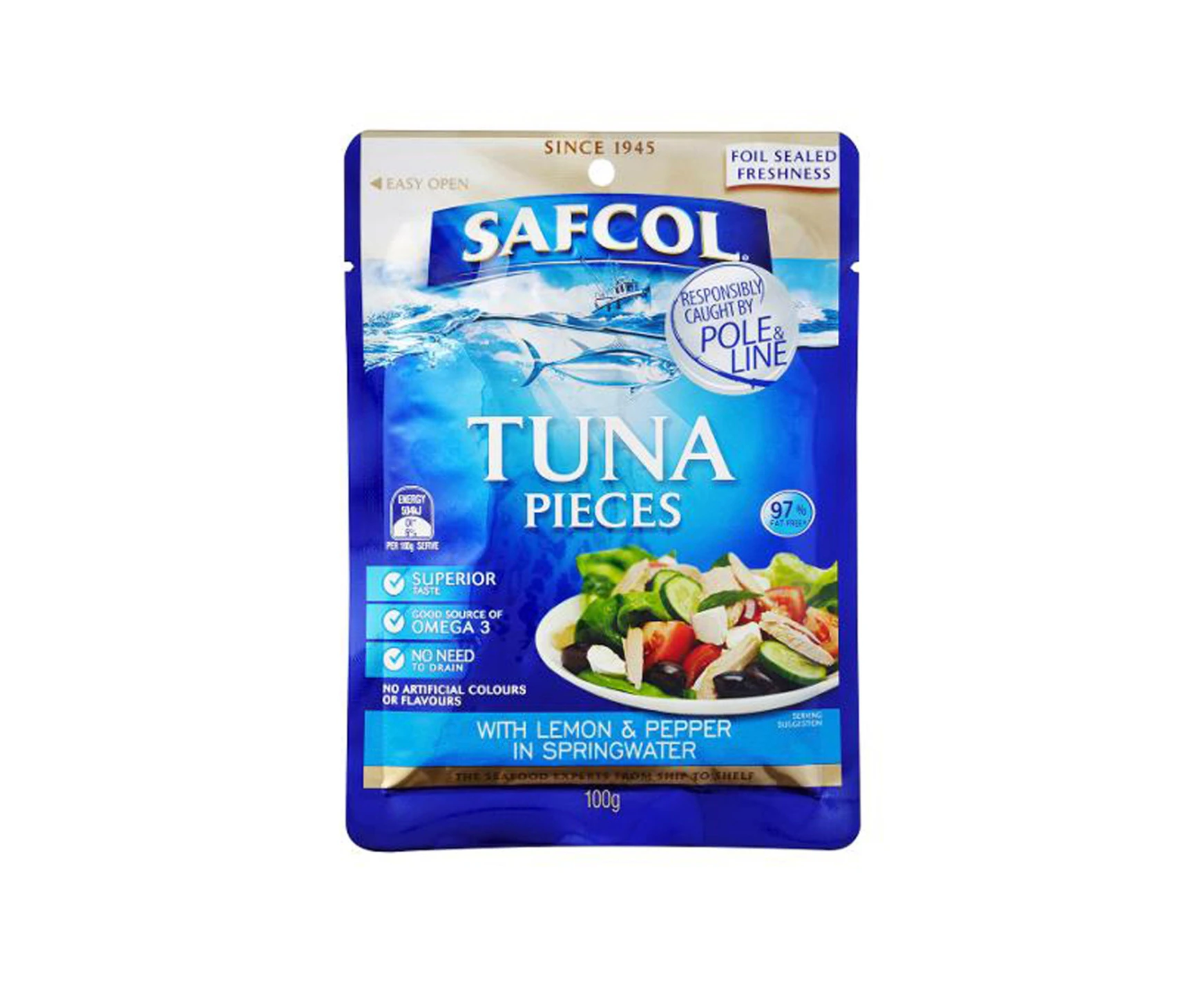 Safcol Gourmet On The Go Tuna With Lemon & Pepper In Springwater Po 100gm x 12