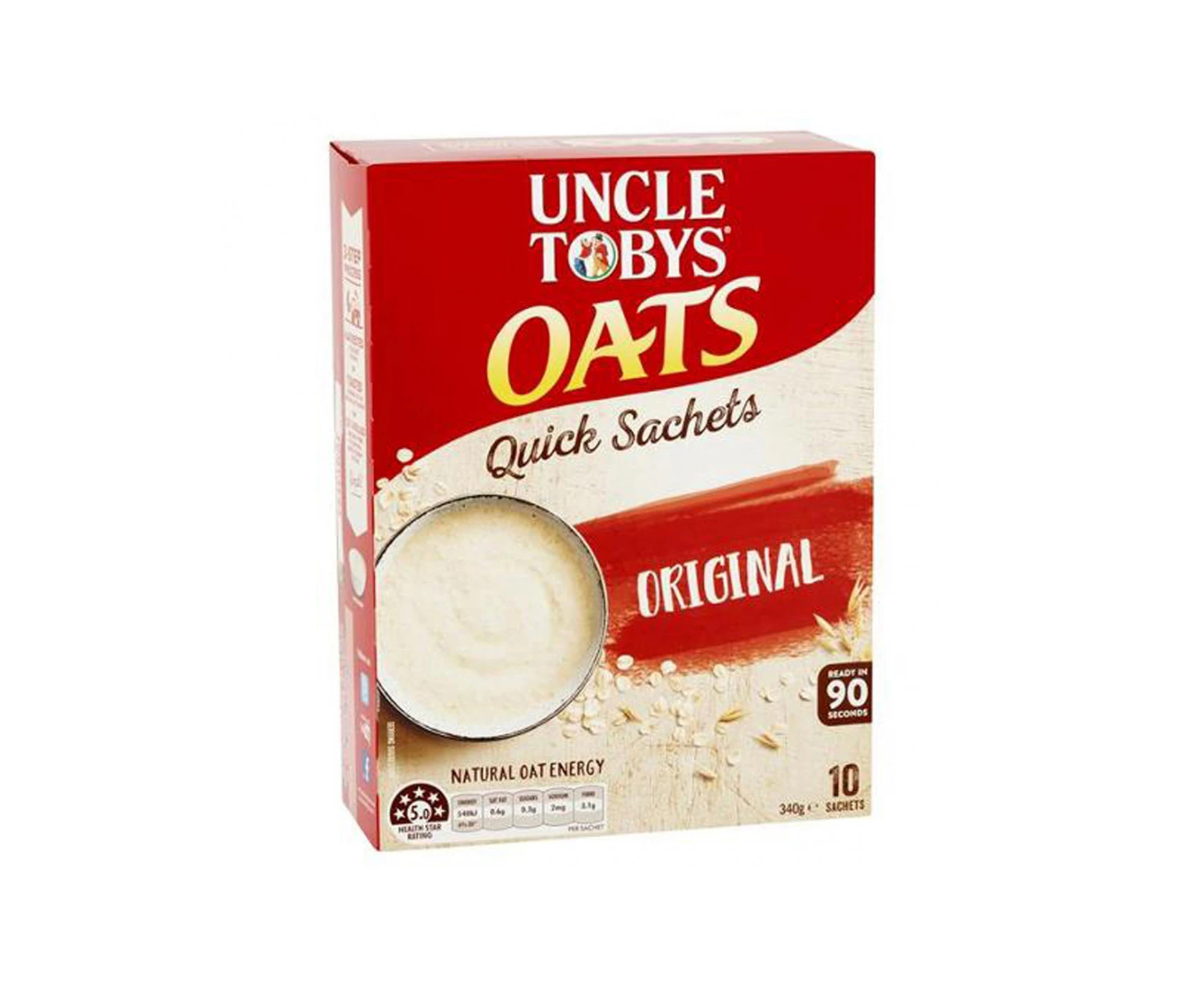 Uncle Toby Quick Oats Satchels Breakfast Cereal 10pk x 1