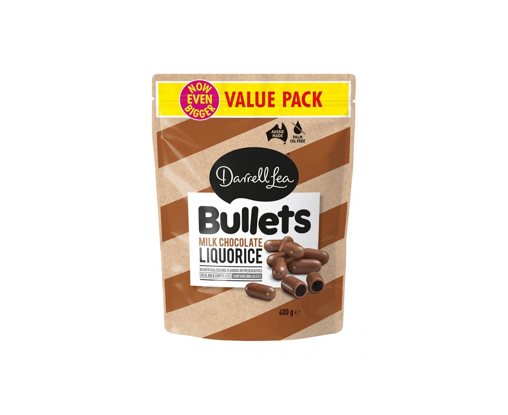 Darrell Lea Bullets Milk Chocolate Liquorice 400g x 10