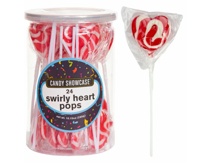 Red Swirly Heart Lollipops 288g (Pack of 24)