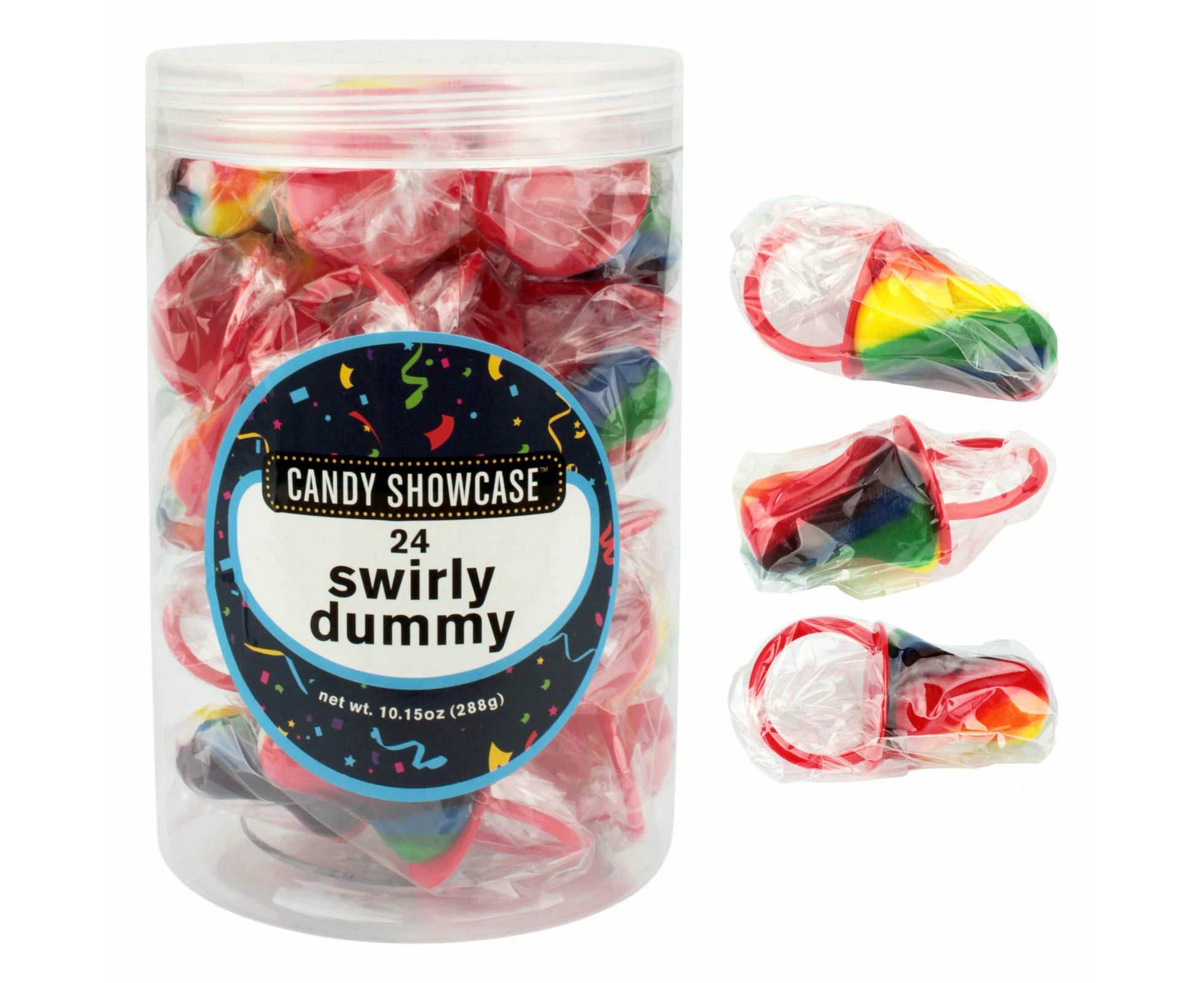 Rainbow Mini Swirly Dummy Lollies (Pack of 24)