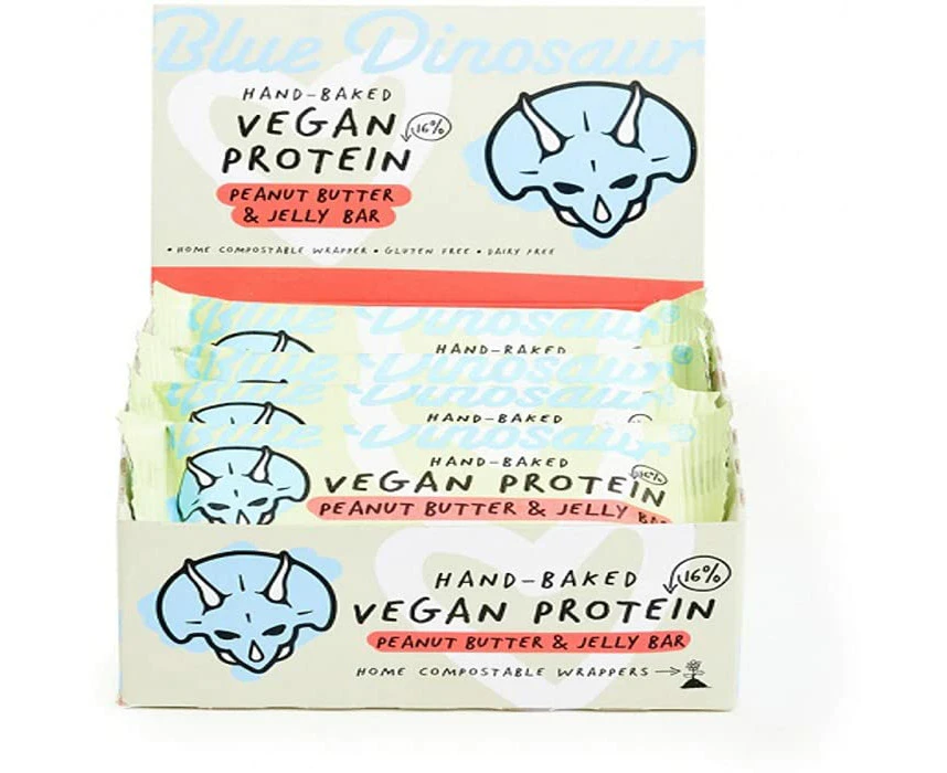 Blue Dinosaur Hand-baked Vegan Protein Bar Peanut Butter & Jelly 45g 12 Pack